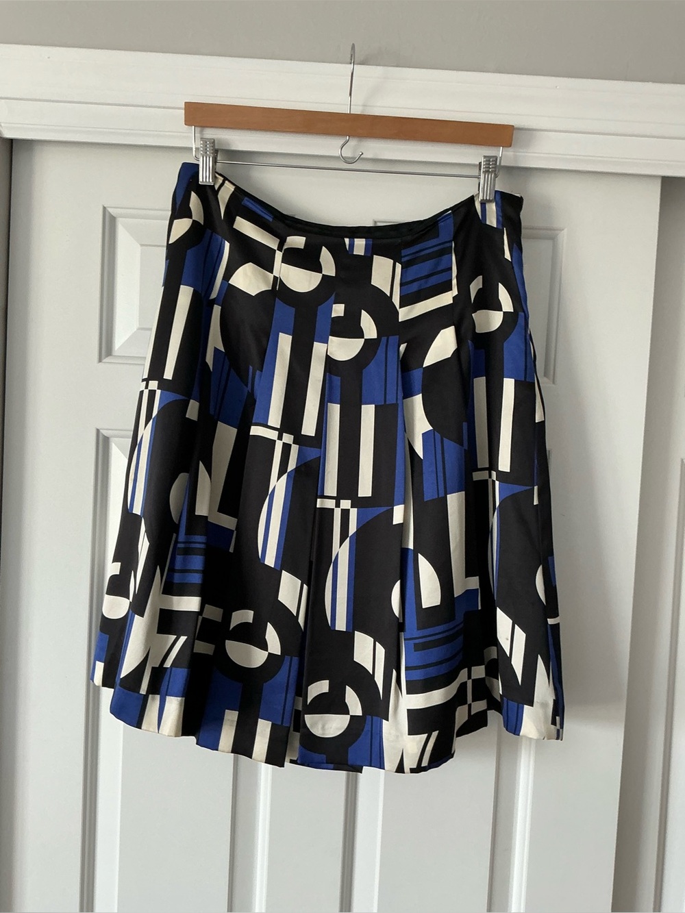 Lauren Ralph Lauren Silk A-Line Pleated Geometric Pattern Skirt 10